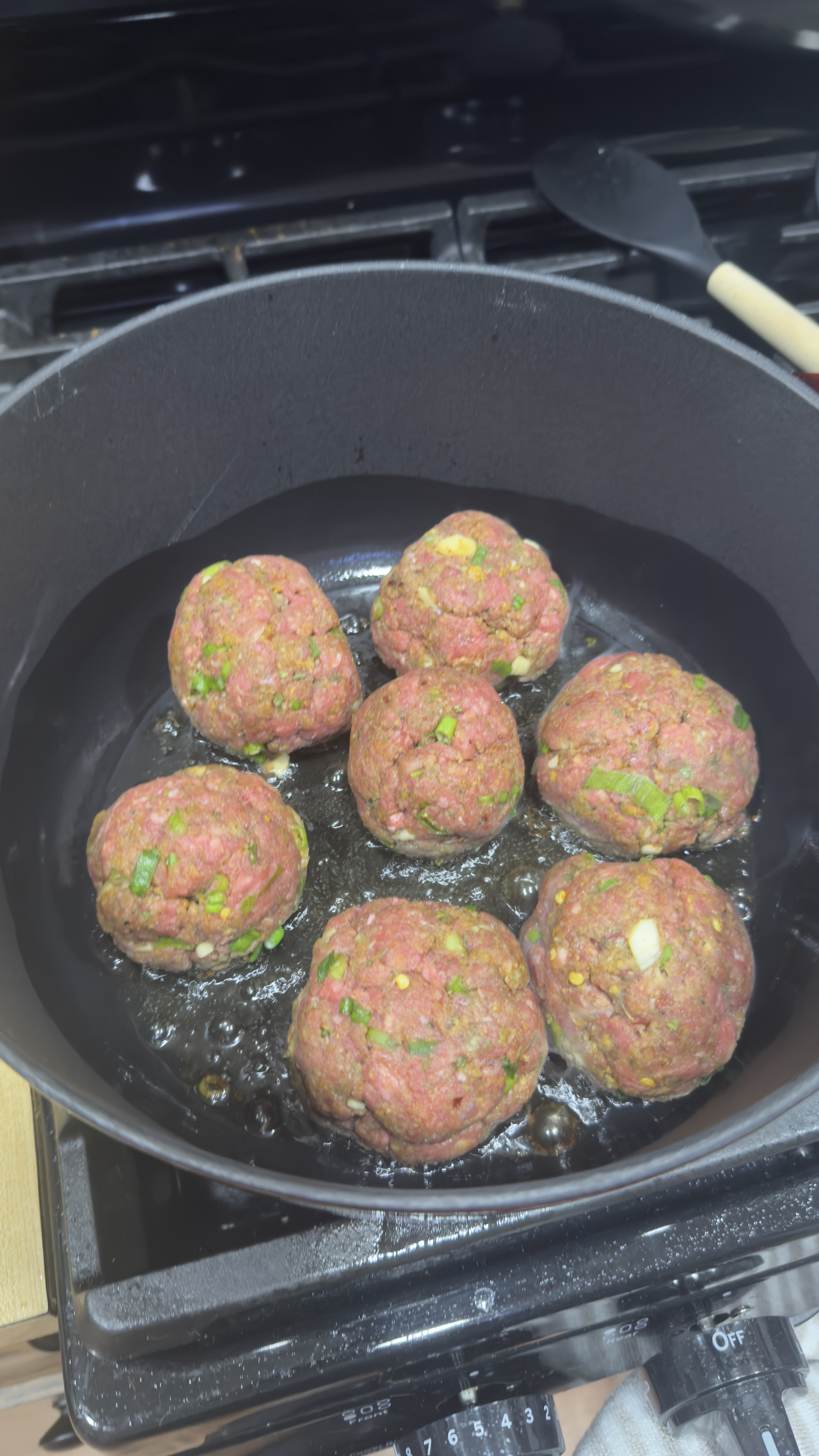 pan searing the meatballs